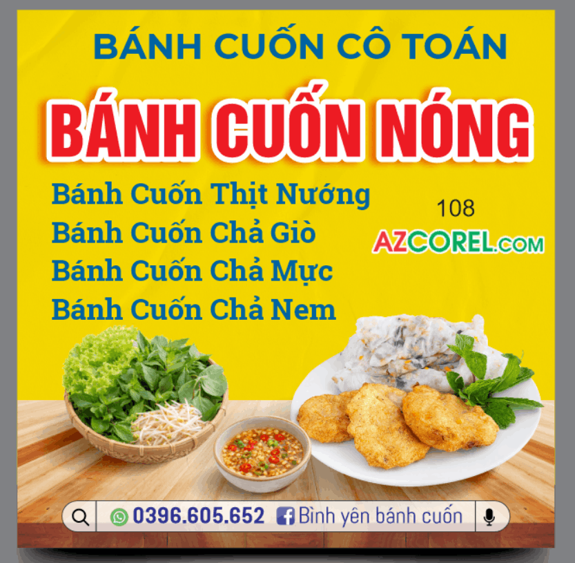 biển QC Bánh Cuốn nóng cô Toán file corel