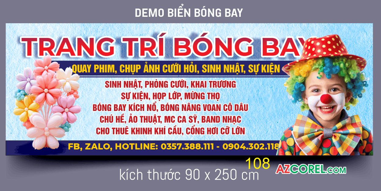Biển QC Trang trí bóng bay file corel