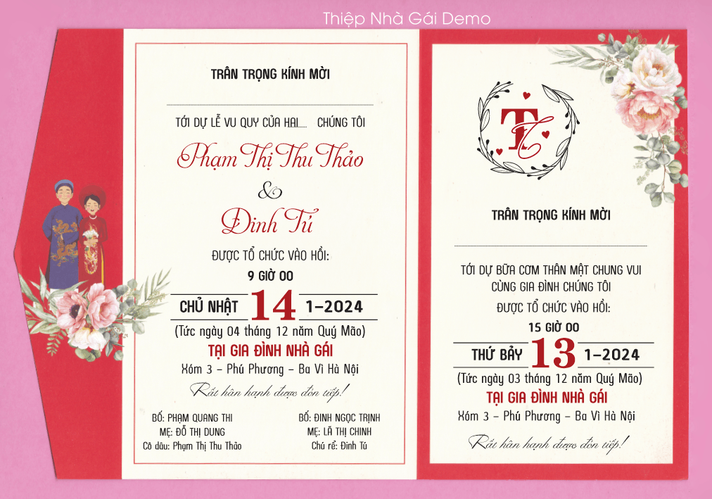 Thiệp cưới Lễ Thành Hôn Đinh Tú và Thu Thảo