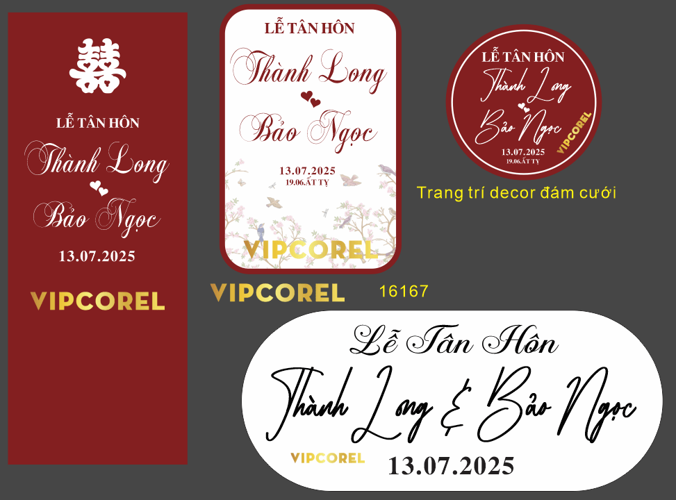 Vector Trang trí bảng tên wedding đám cưới file corel