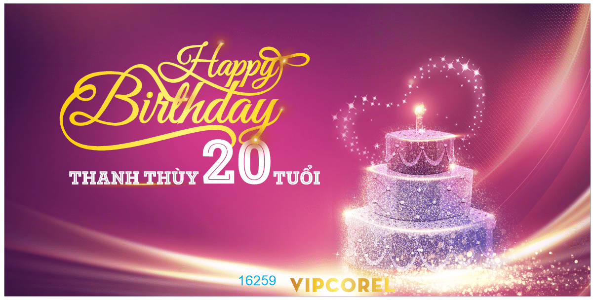 Phông nền Happy birthday Thanh Thùy 20 tuổi file corel