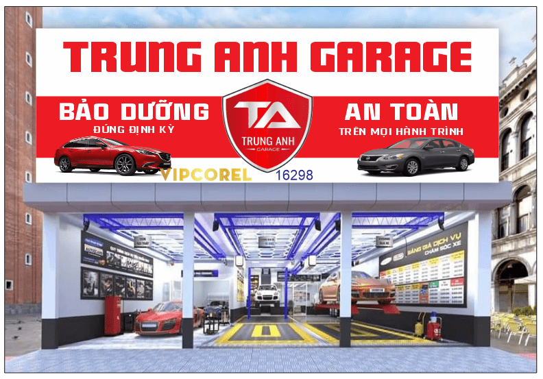 Biển QC Trung Anh Garage bảo dưỡng ô tô