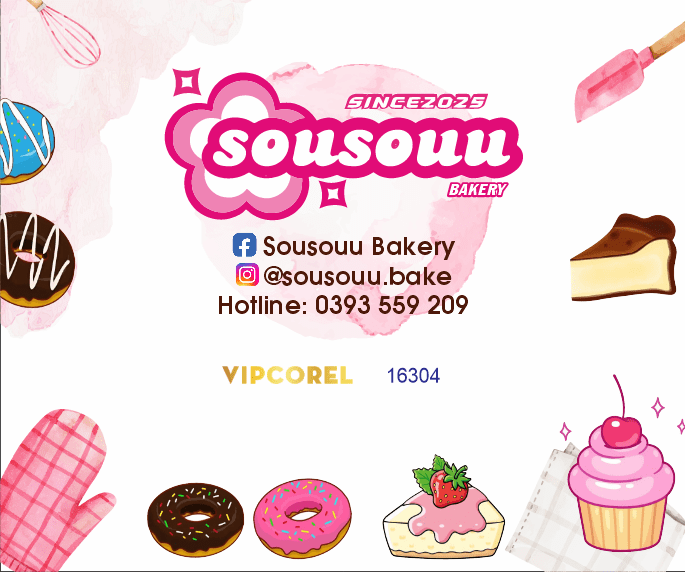 Trang trí tường bánh kem Bakery Sousouu