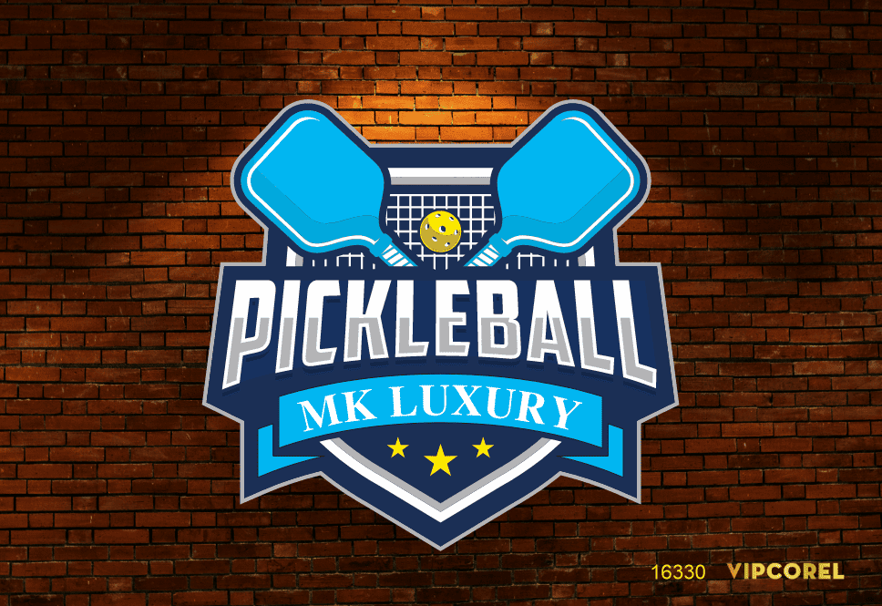 Logo Pickleball MK Luxury và tường gạch file corel