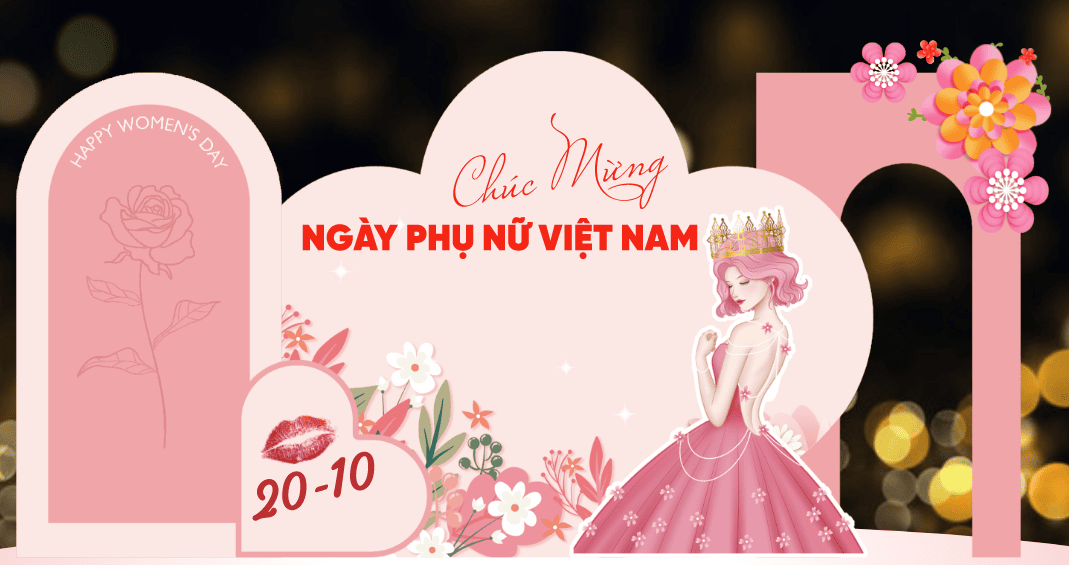 Backdrop check in ngày phụ nữ Việt Nam 20/10