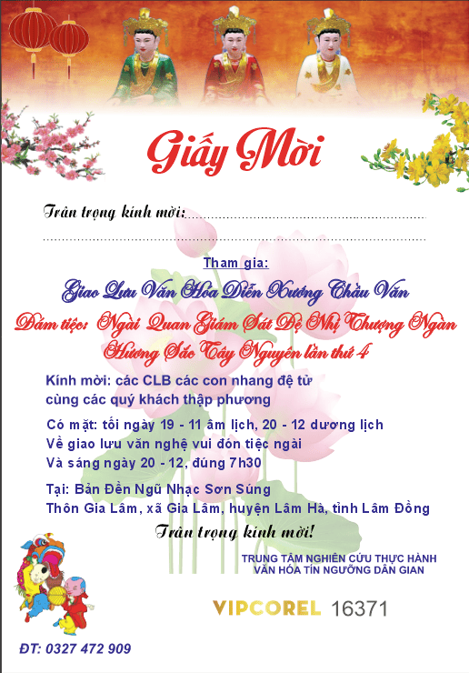 Giấy mời Giao lưu văn hóa diễn xướng chầu văn