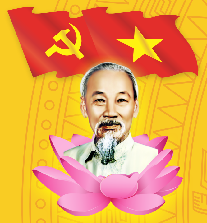 Vector Bác Hồ và hoa sen - cờ đỏ sao vàng file corel
