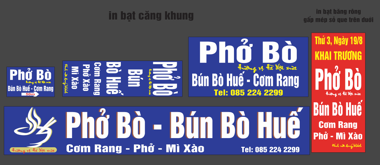 Biển QC Phở bò - bún bò huế file corel