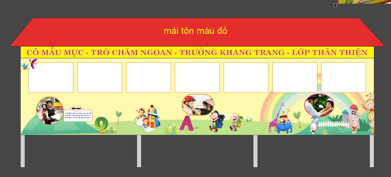 Mẫu bảng thông báo sân trường mầm non file corel