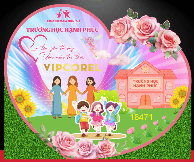 Mẫu trang trí sân trường - trường học hạnh phúc