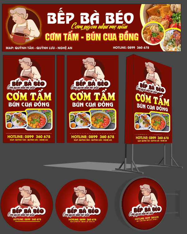 Biển quảng cáo cơm tấm - bếp bà béo