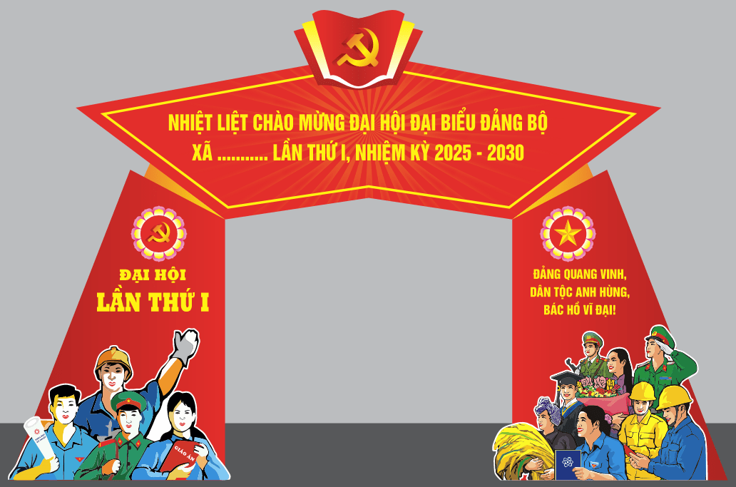 [Vector] Cổng Chào Đại hội Đảng Bộ 2025-2030