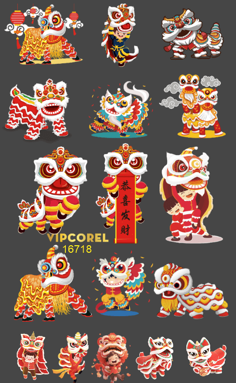 Mẫu múa lân trang trí trung thu file ảnh corel