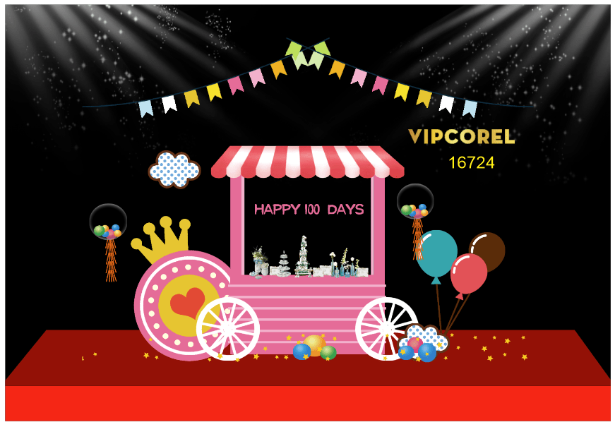 Market trang trí lễ happy 100 days file vector corel