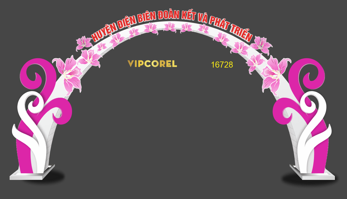 Cổng chào huyện điện biên Đoàn kết và Phát triển corel