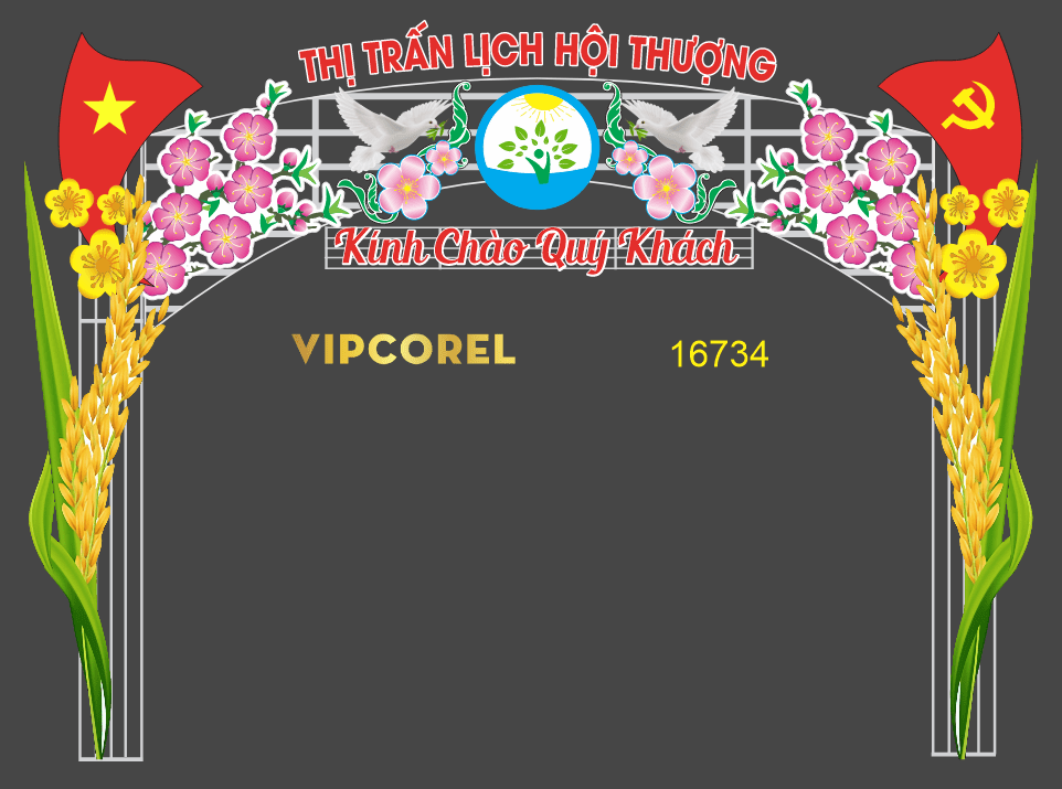 Market cổng chào Thị Trấn Lịch Hội Thượng file corel