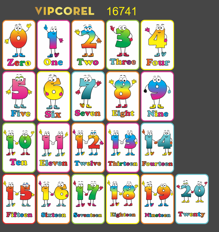 Mẫu vector Bảng chữ số tiếng Anh file corel