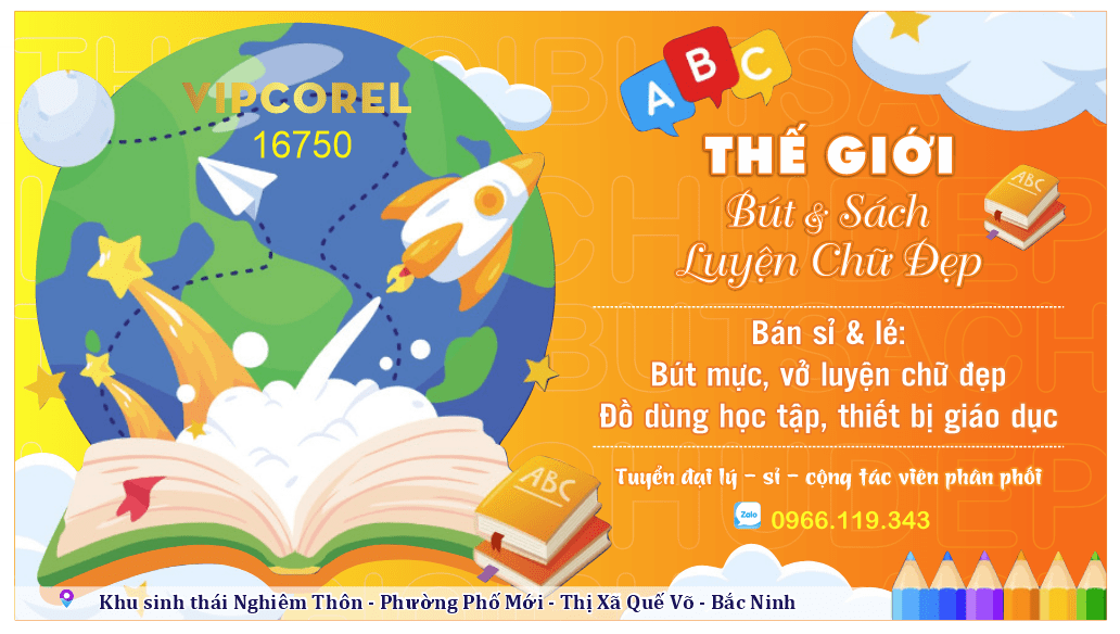 Poster bán hàng văn phòng phẩm - thế giới bút sách