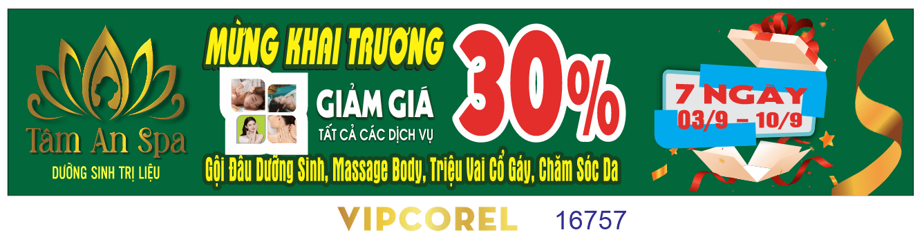 Băng rôn mừng khai trương Tâm An Spa file corel