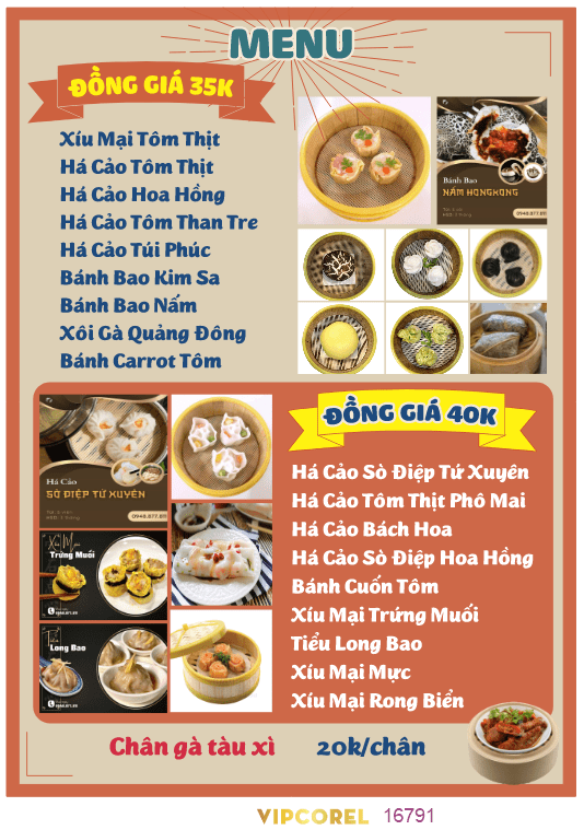 Mẫu menu quán đồ ăn vặt file corel