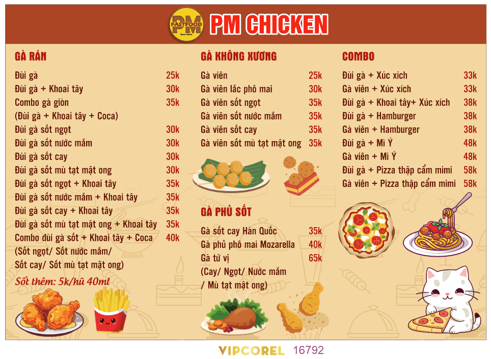 Mẫu menu quán gà rán Chicken file corel | VIPcorel.com - Thư viện mẫu ...