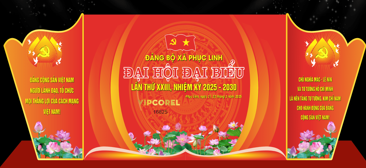 Backdrop Đại hội Đảng bộ xã Phục Linh #2 file corel