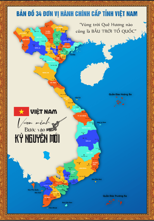 Bản đồ 34 đơn vị hành chính cấp tỉnh Việt Nam