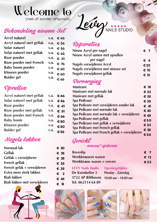 Mẫu menu bảng giá Nails Studio Levy file corel | VIPcorel.com - Thư ...