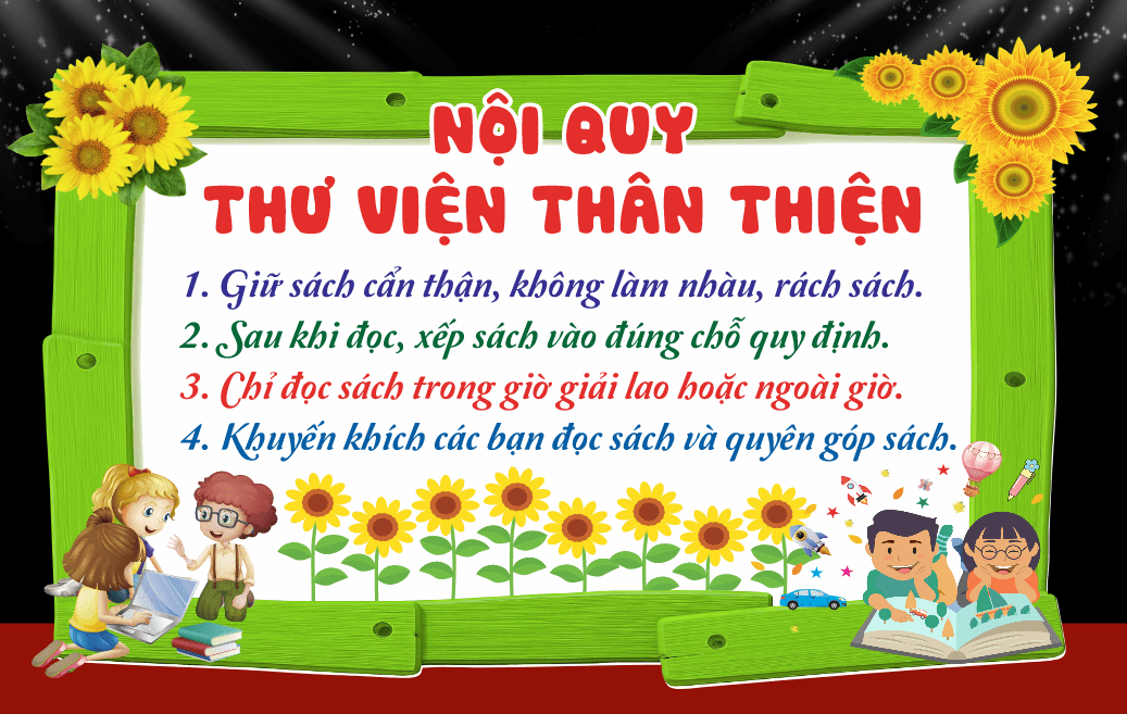 Bảng nội quy thư viện thân thiện file corel