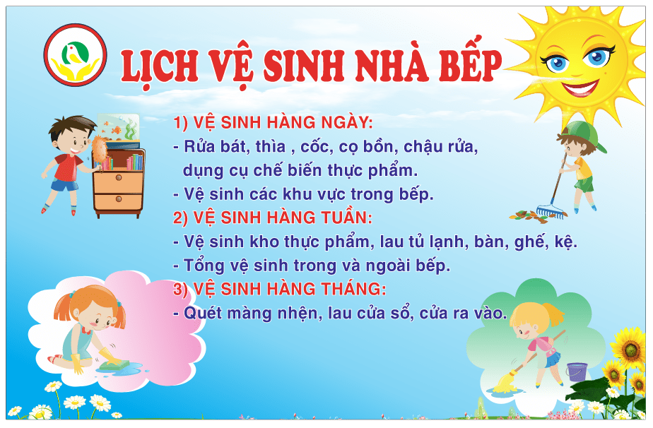 Bảng Lịch vệ sinh nhà bếp trong trường học