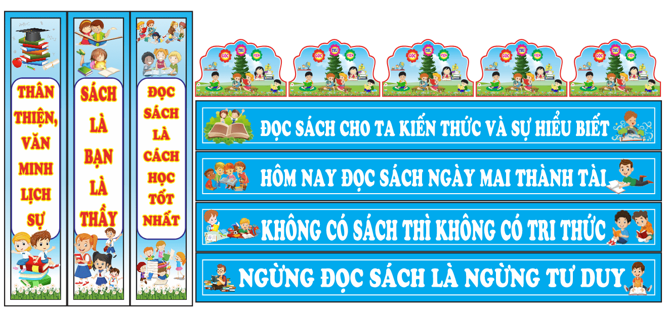 Bảng trang trí Góc Thư Viện trường mầm non