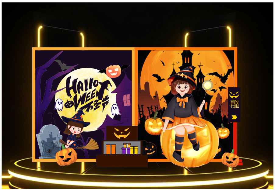 Market trang trí Lễ hội Halloween vector file corel