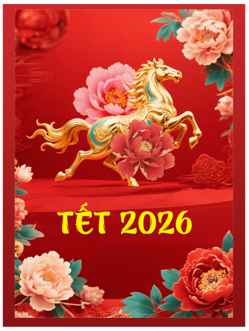 Banner nền đỏ tết 2026 con ngựa file corel