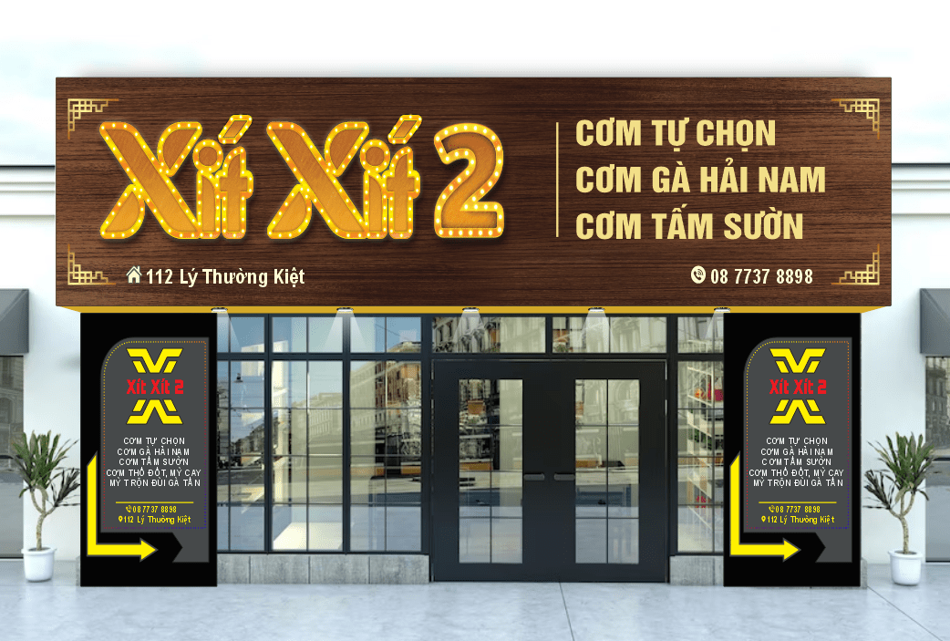 Biển quảng cáo Cơm gà tự chọn file corel