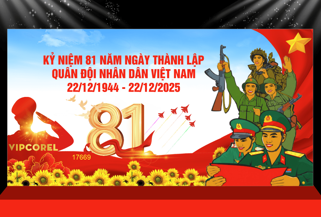 Backdrop Kỷ niệm 81 năm ngày thành lập QĐND Việt Nam