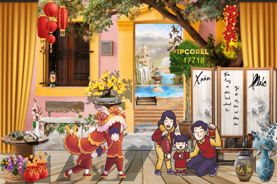 Tiểu cảnh Happy New Year 2026 file corel