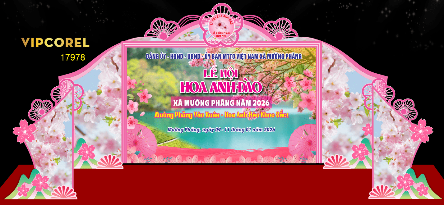 Backdrop Lễ hội Hoa Anh Đào 2026 file corel #9