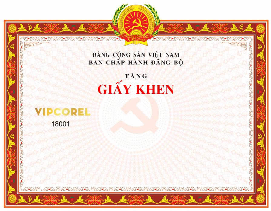 Mẫu giấy khen Ban chấp hành Đảng Bộ file corel