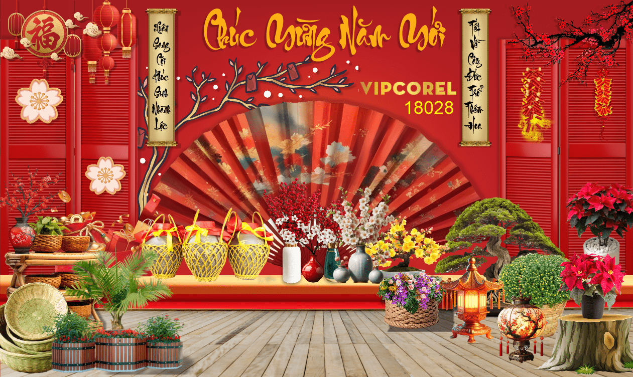 Market tiểu cảnh tết chúc mừng năm mới 2026