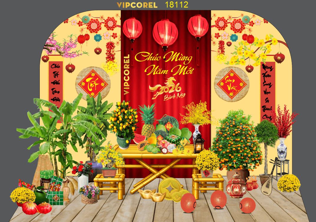 Market Chúc mừng năm mới 2026 file corel #555