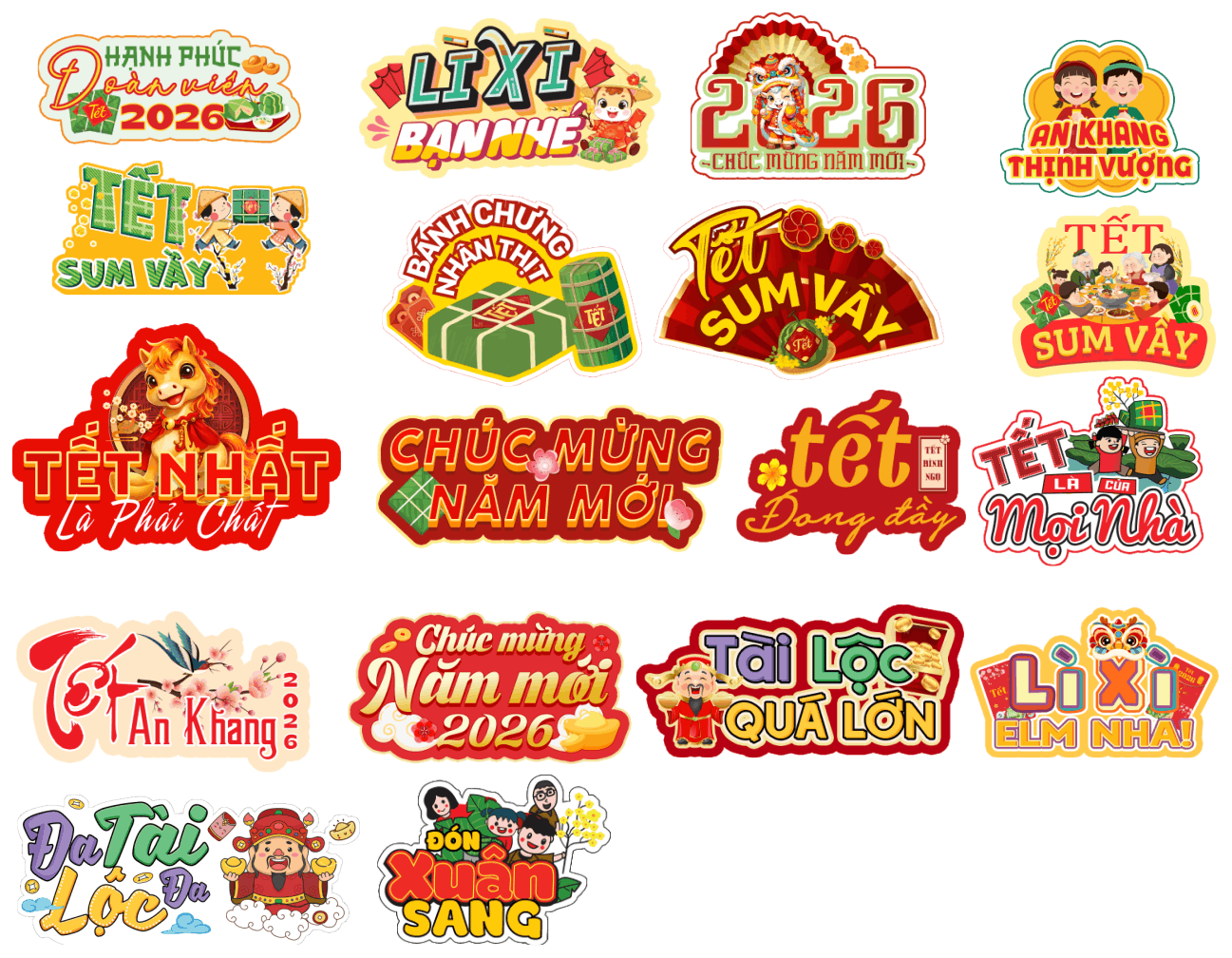 Tổng hợp hình ảnh chibi chúc mừng năm mới 2026