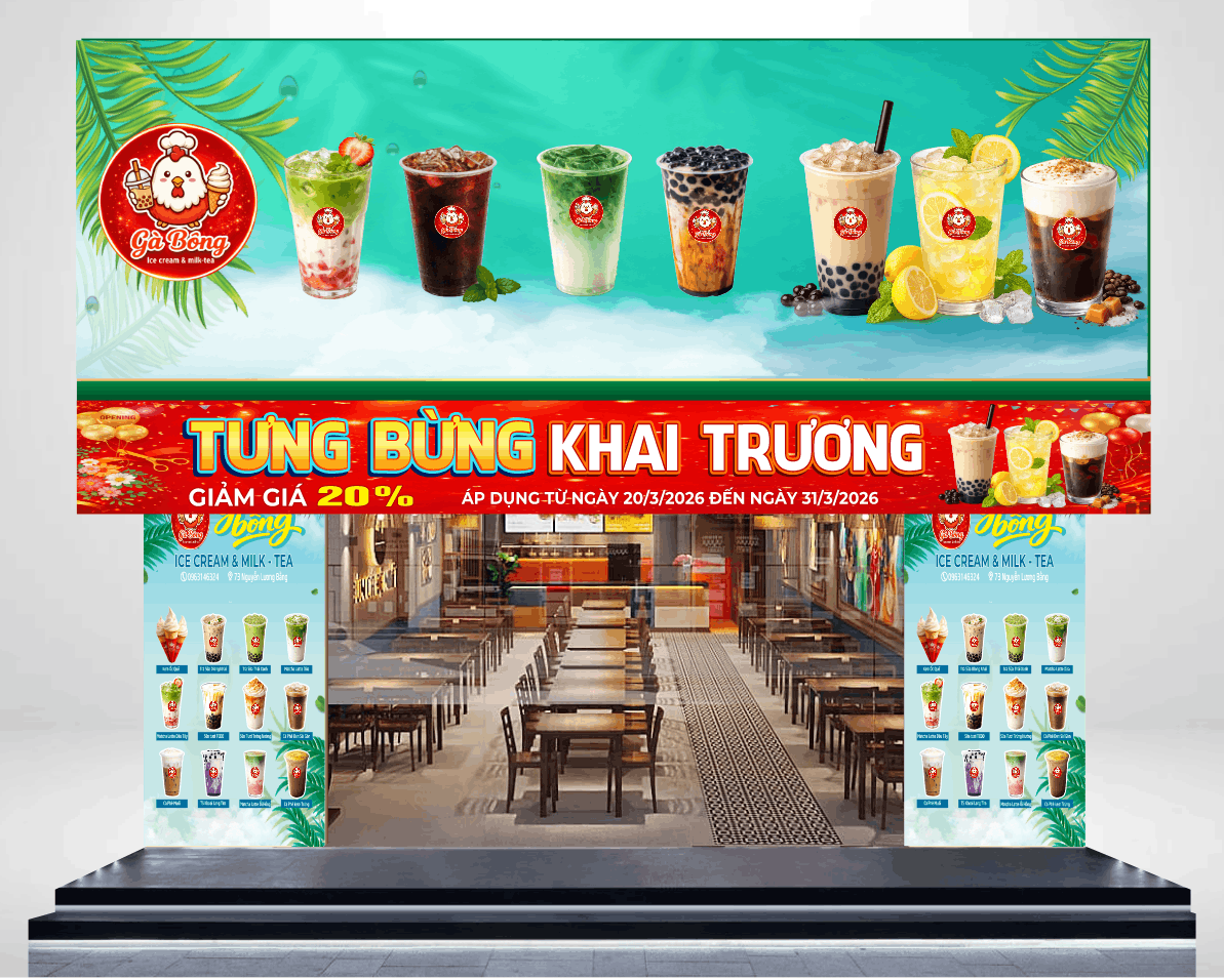 Tưng bừng khai trương tiệm đồ uống trà sữa Gà Bông