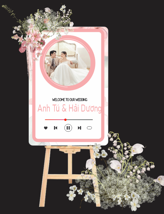 Bảng tên cô dâu chú rể để cổng wedding welcome #13