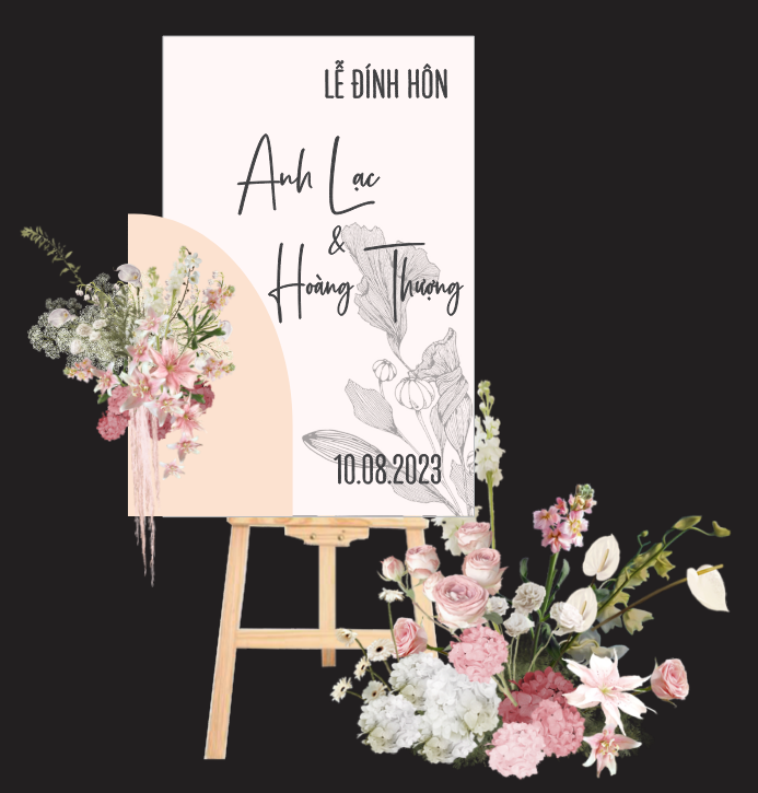 Bảng tên cô dâu chú rể để cổng wedding welcome #16