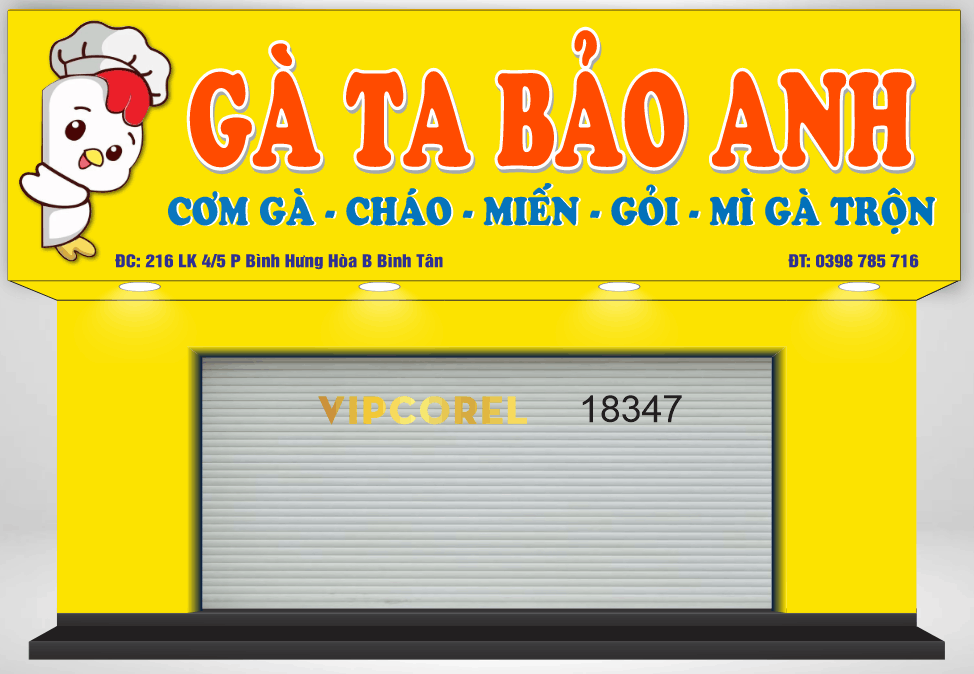 Biển bảng QC Gà ta Bảo Anh - cơm gà - cháo...