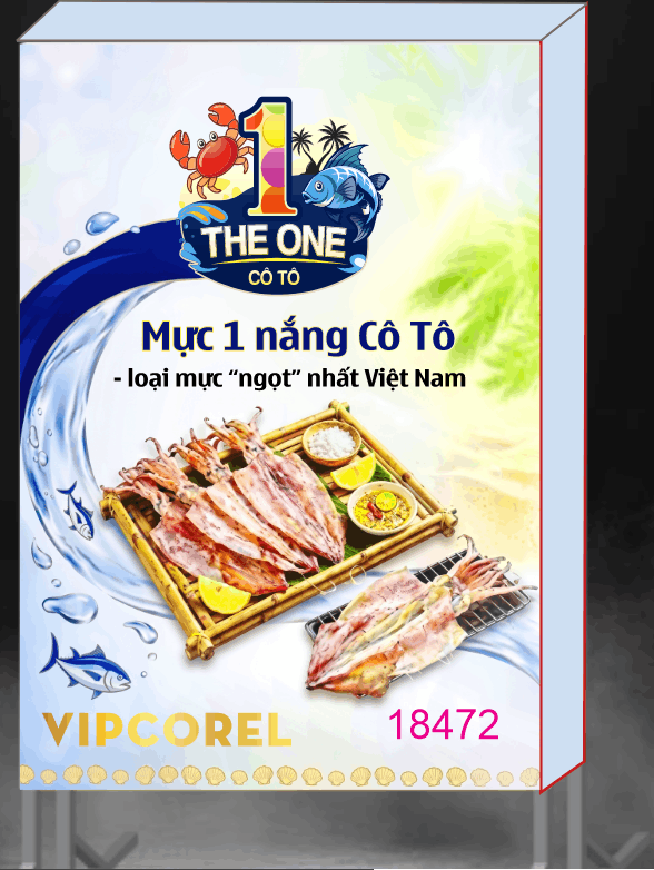 Biển vẫy Hải sản mực 1 nắng Cô Tô file corel x7