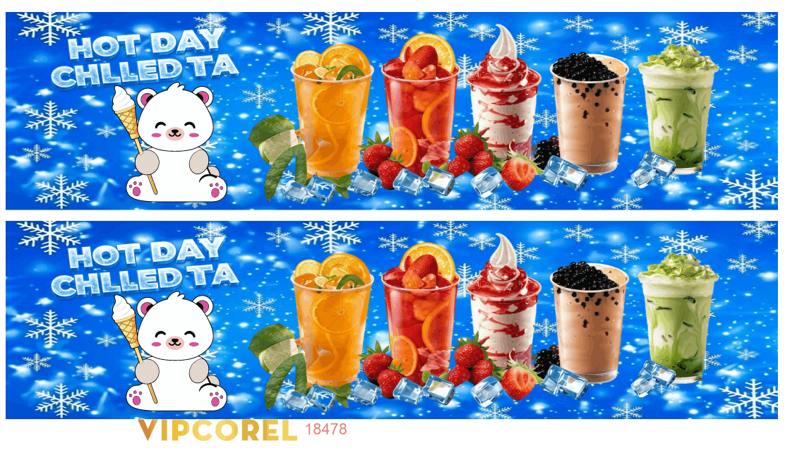 Banner trang trí quán đồ uống và kem file corel