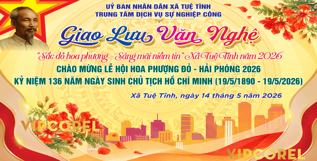 Market giao lưu văn nghệ sắc màu hoa phượng file cdr