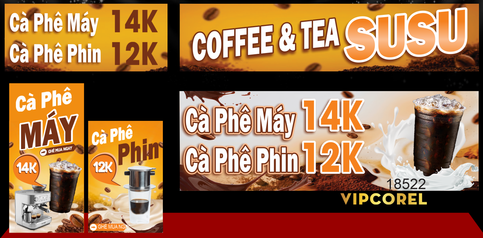 Mẫu decor trang trí xe lưu động bán cà phê corel