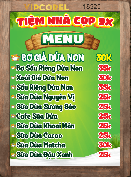 File menu tiệm nhà cọp 9x chuyên đồ uống file cdr